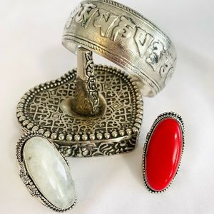 Adjustable Om mantra symbol cuff bracelet set